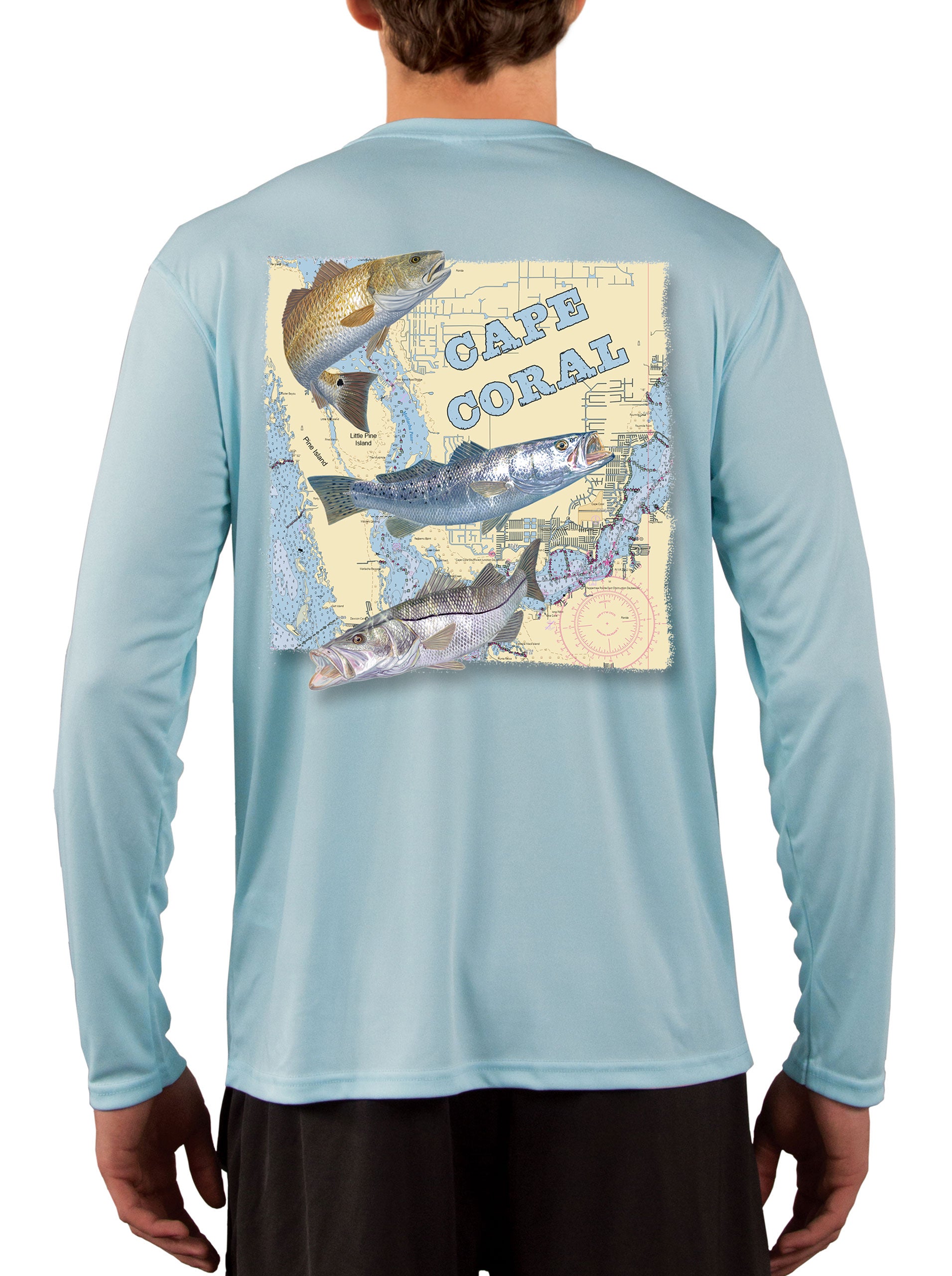 Cape Coral Florida Fishing Shirts For Men Redfish Speckled Sea Trout Snook  Red Drum Seatrout