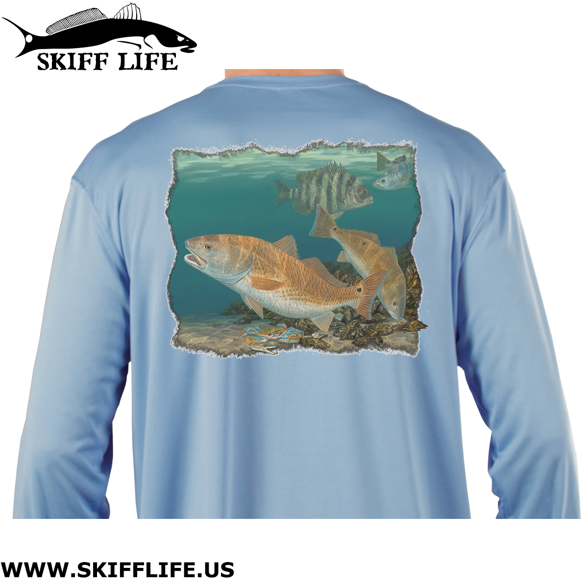 Youth Fishing Shirt Fat Boys Redfish Sheepshead Design by Randy McGovern