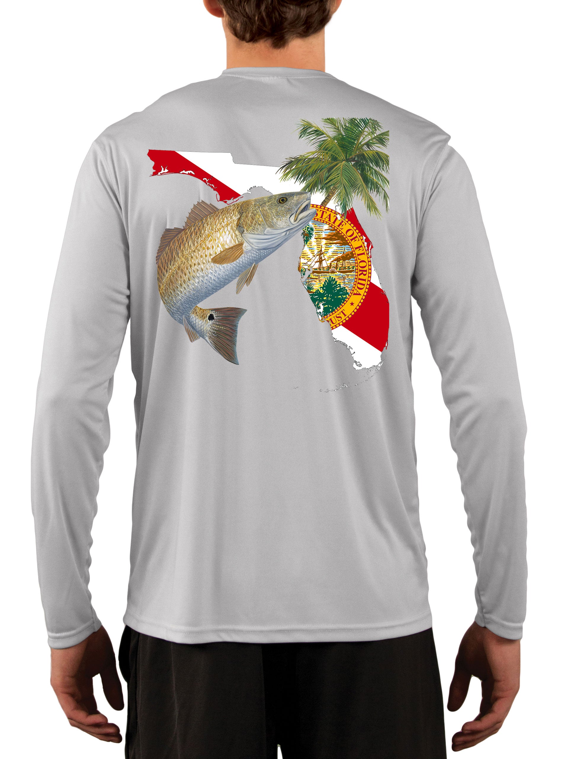 [NEW ARTWORK] Redfish Florida Fishing Shirt with Florida State Flag Sl