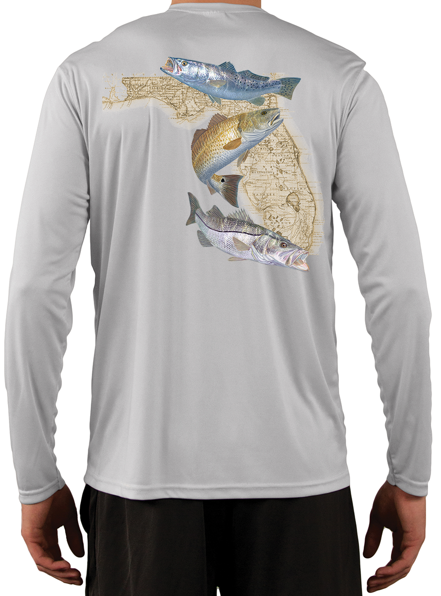 NEW ARTWORK] Snook Florida Long Sleeve Mens Fishing Shirt with Florid