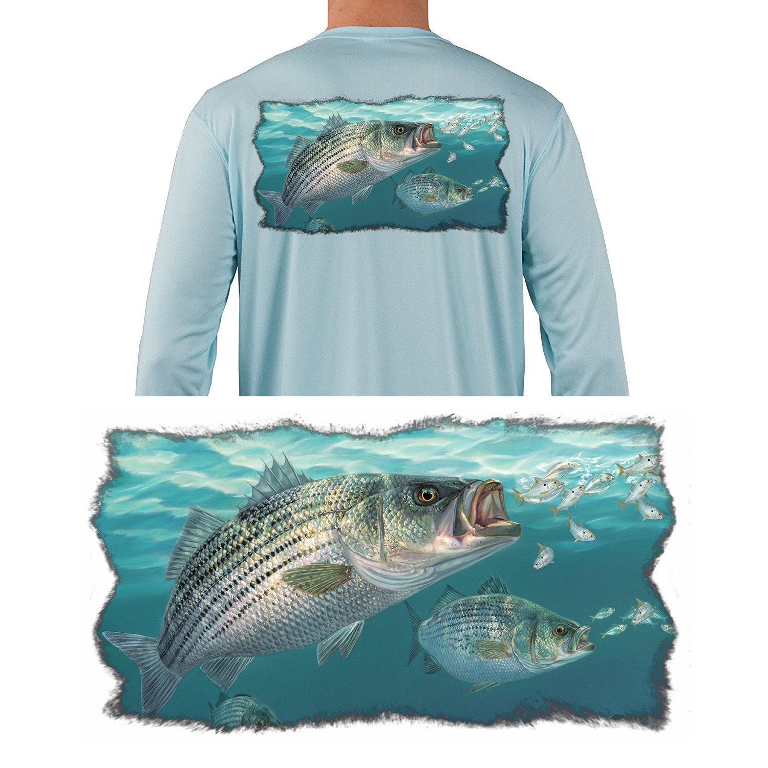 Striper Striped Bass collection—fishing hats, decals, and shirts designed for anglers who love the chase