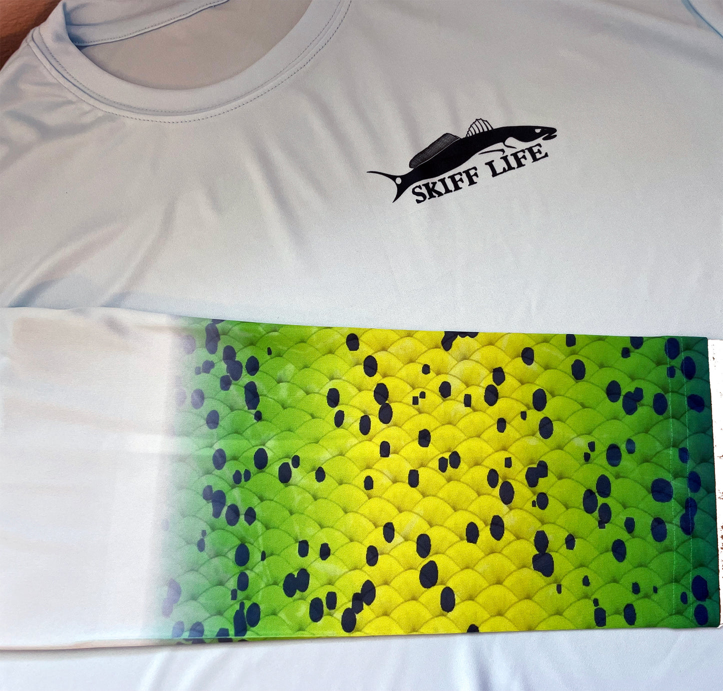 Mahi-Mahi with Flying Fish Fishing Shirts For Men featuring Dorado /  Dolphinfish art by Randy McGovern