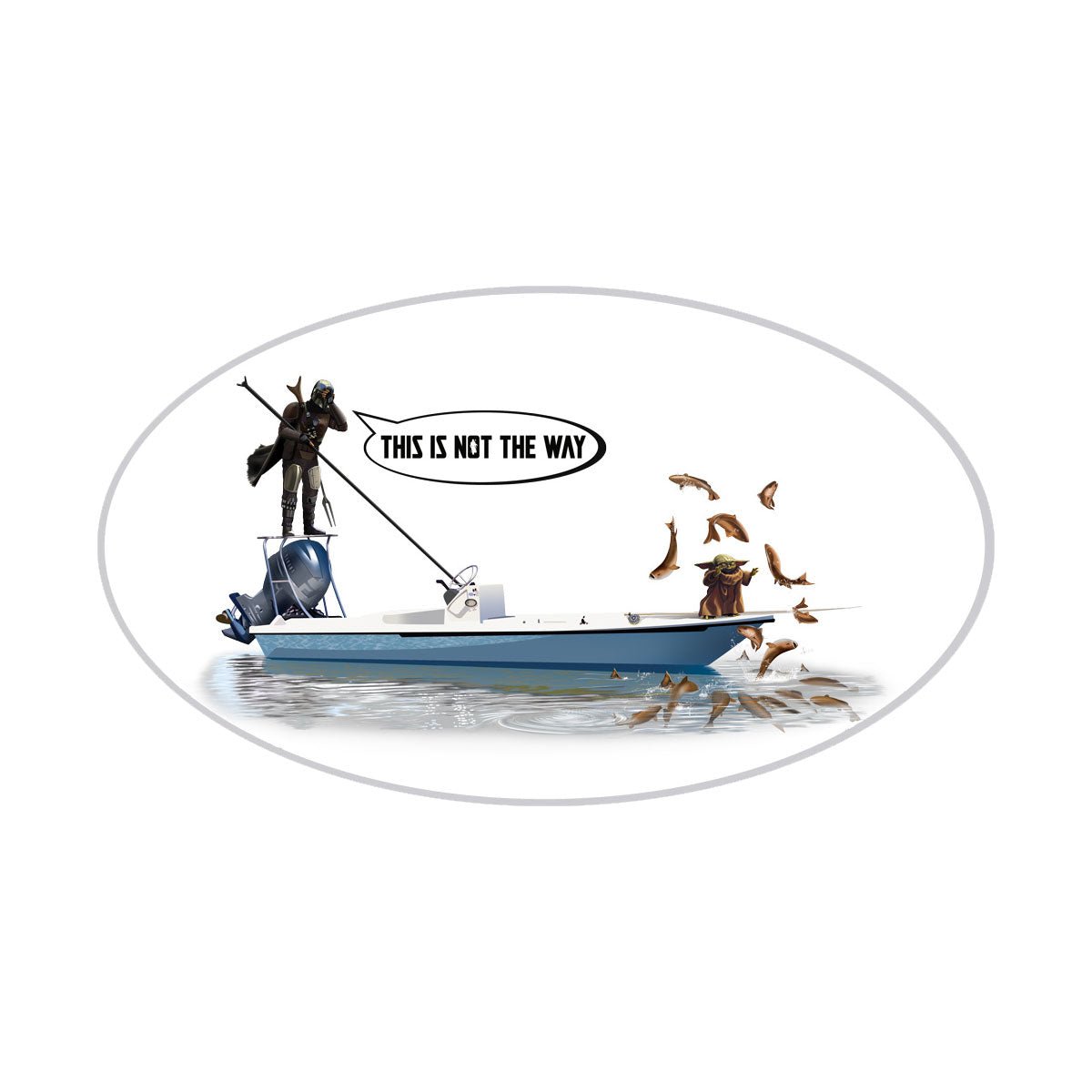 Baby Yoda Fishing Decal | Mandalorian Sticker | UV - Protected Vinyl for Cars, Trucks, Boats - Skiff Life