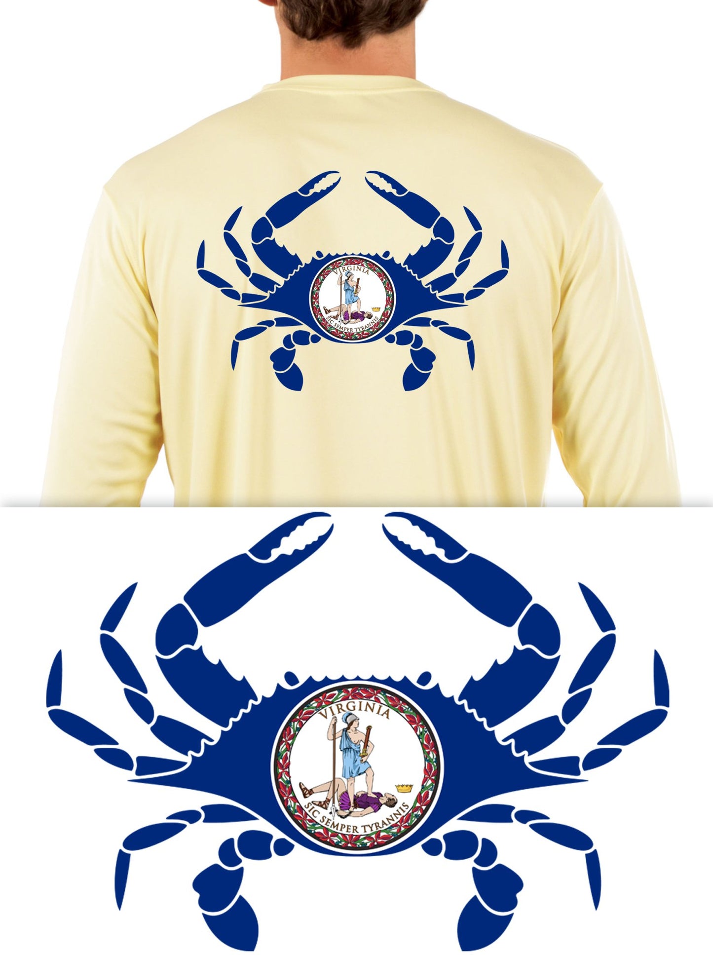 Blue Crab Shirt with Florida, Maryland, Louisiana, Virginia or Texas Outline Fishing Shirts - Skiff Life