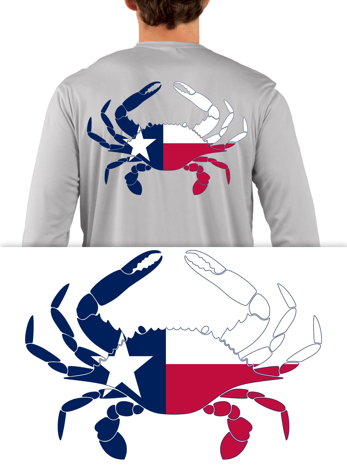 Blue Crab Shirt with Florida, Maryland, Louisiana, Virginia or Texas Outline Fishing Shirts - Skiff Life