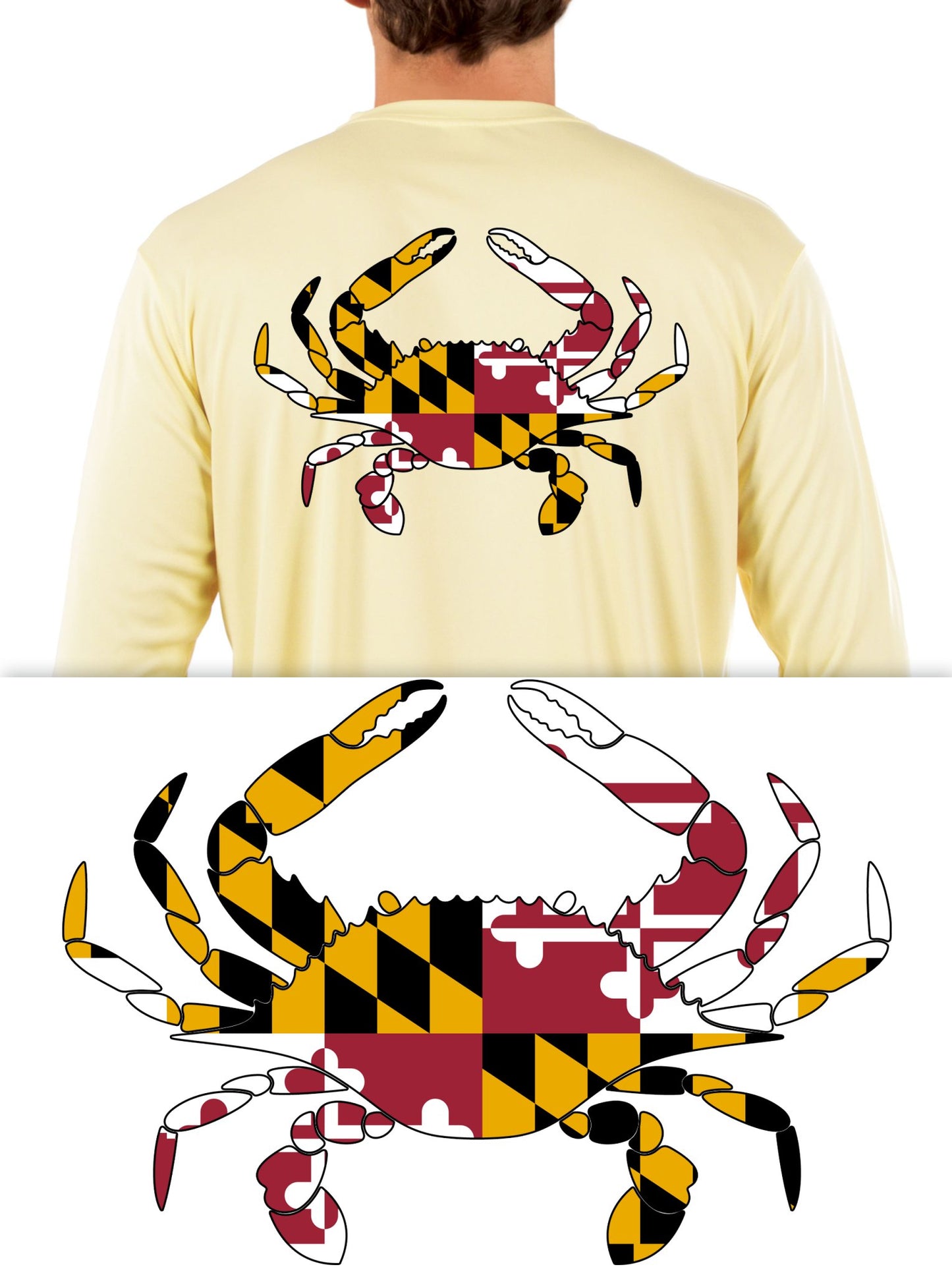 Blue Crab Shirt with Florida, Maryland, Louisiana, Virginia or Texas Outline Fishing Shirts - Skiff Life