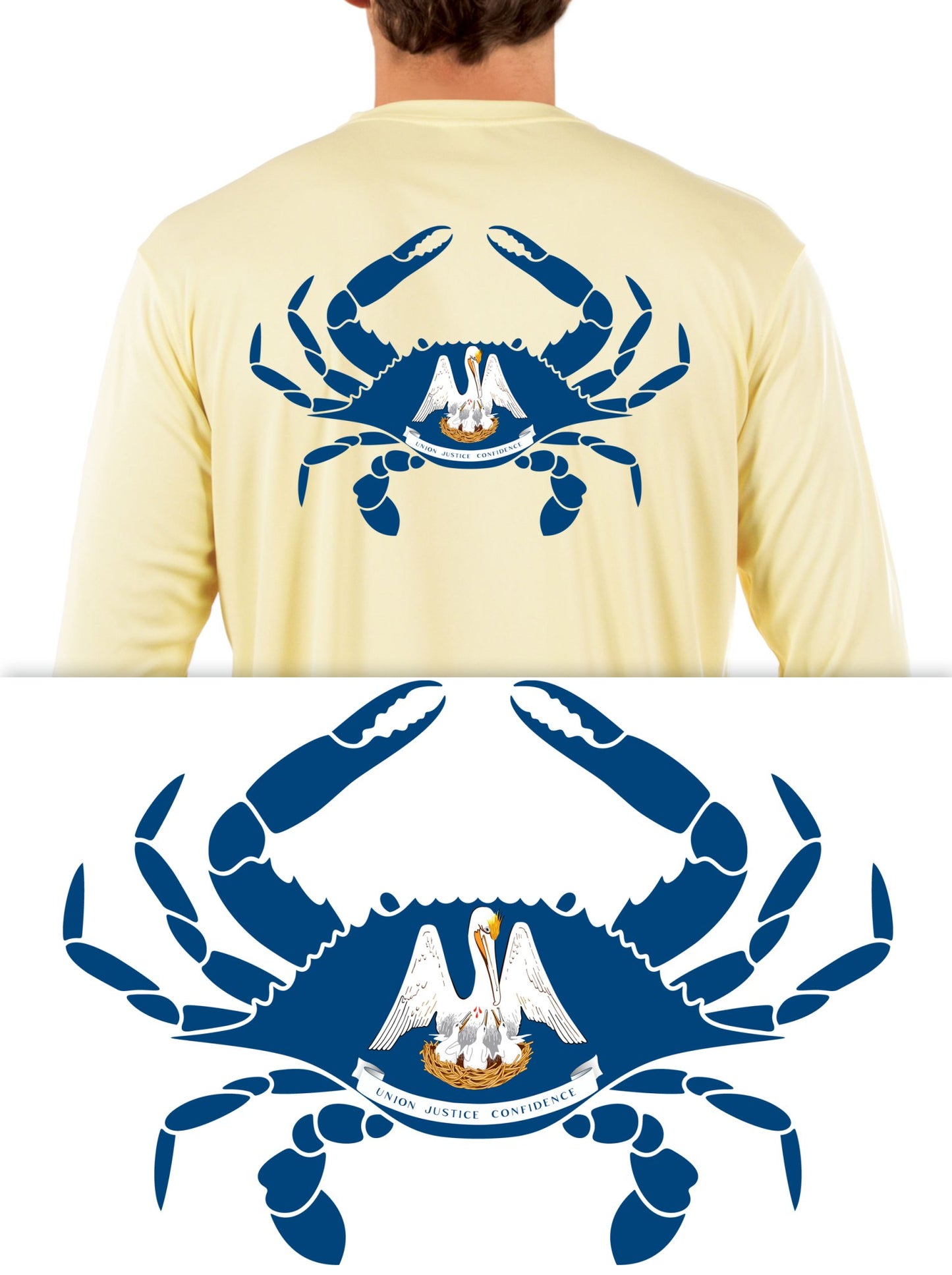 Blue Crab Shirt with Florida, Maryland, Louisiana, Virginia or Texas Outline Fishing Shirts - Skiff Life