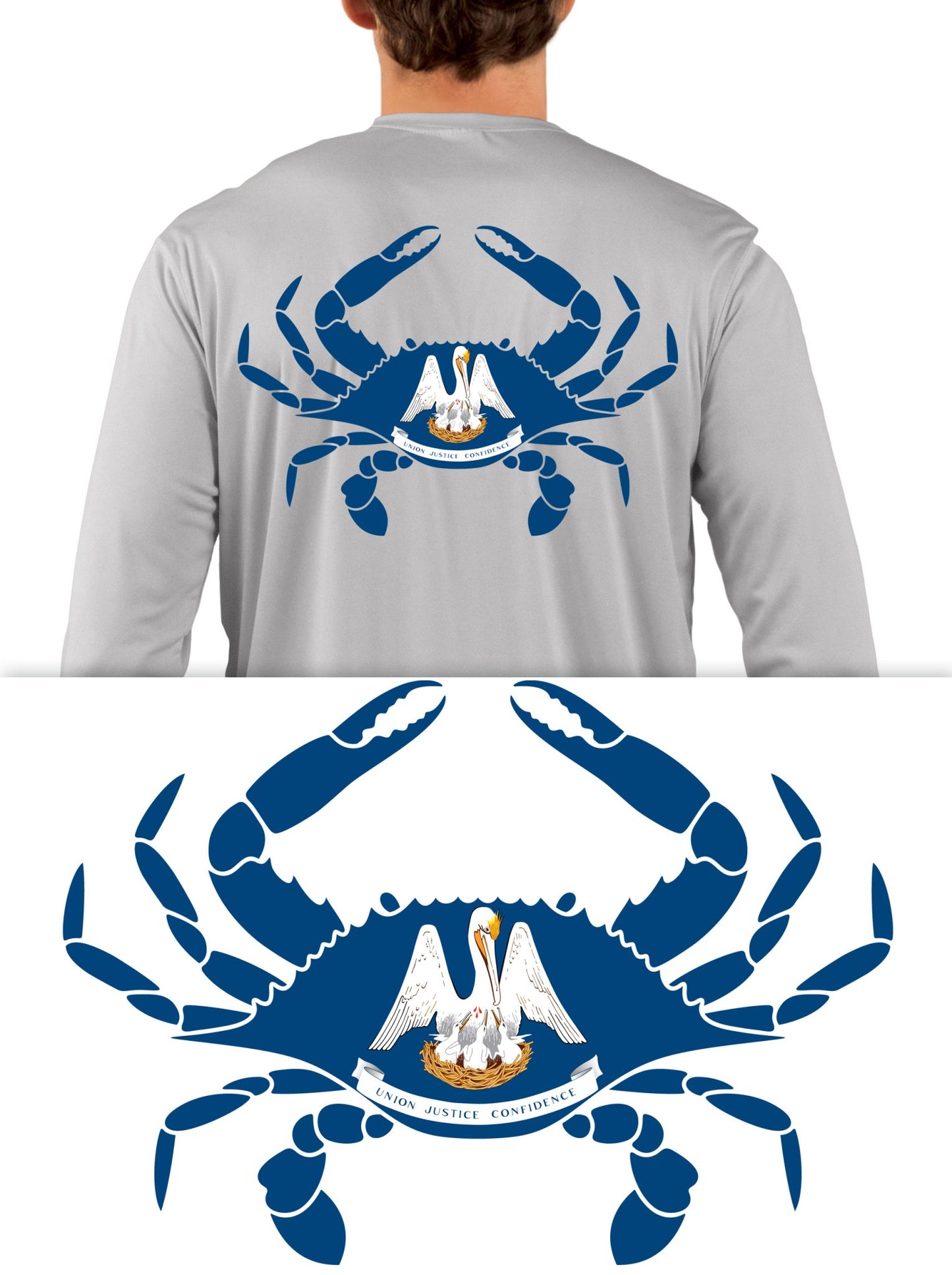 Blue Crab Shirt with Florida, Maryland, Louisiana, Virginia or Texas Outline Fishing Shirts - Skiff Life