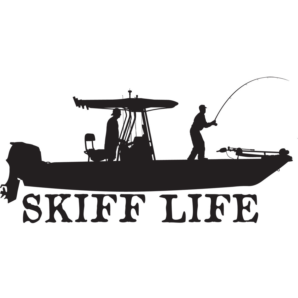 Boat Decal T - Top Design 10"X6" Vinyl Decal - Skiff Life