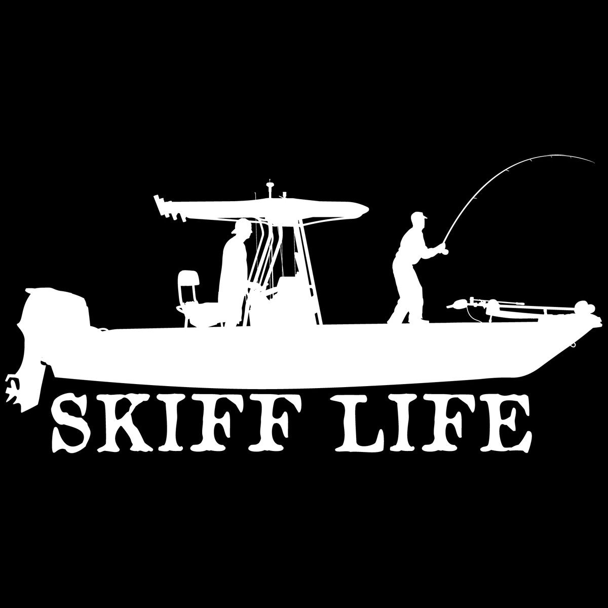 Boat Decal T - Top Design 10"X6" Vinyl Decal - Skiff Life