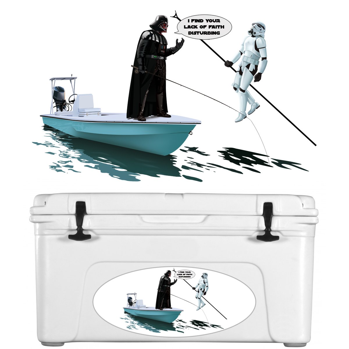 Darth Vader Fishing Decal | Force Choke Hold Stormtrooper Sticker | UV - Protected Vinyl for Cars, Trucks, Boats - Skiff Life