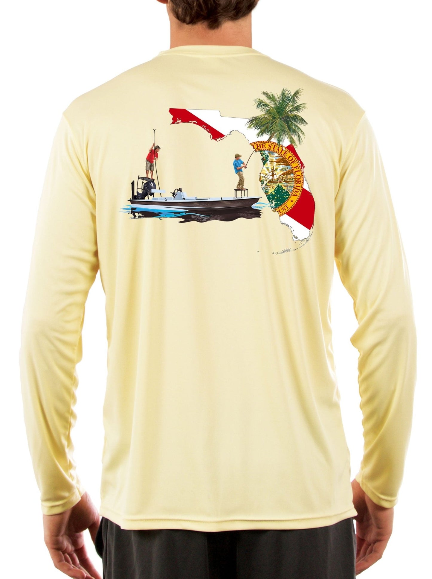 Fishing Shirt Poling Skiff Florida State Flag with Optional Flag Sleeve - Skiff Life