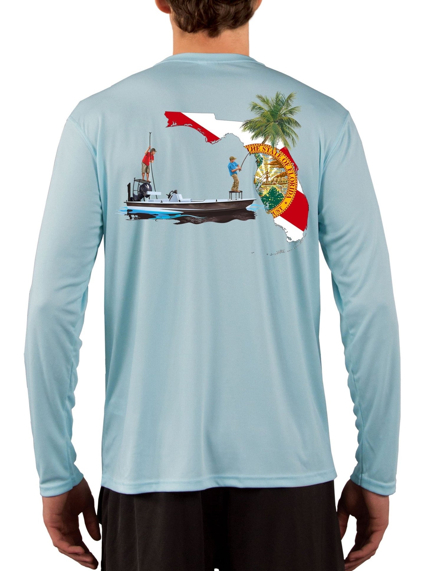 Fishing Shirt Poling Skiff Florida State Flag with Optional Flag Sleeve - Skiff Life