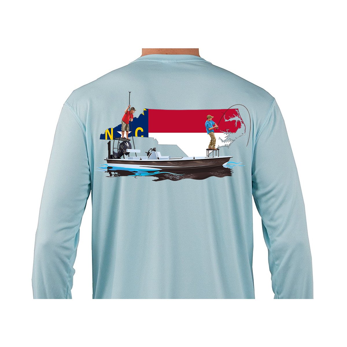 Fishing Shirt Poling Skiff North Carolina State Flag - Skiff Life