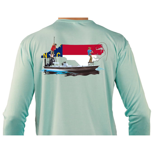 Fishing Shirt Poling Skiff North Carolina State Flag - Skiff Life