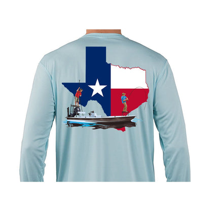 Fishing Shirt Poling Skiff Texas State Flag with Optional Flag Sleeve - Skiff Life