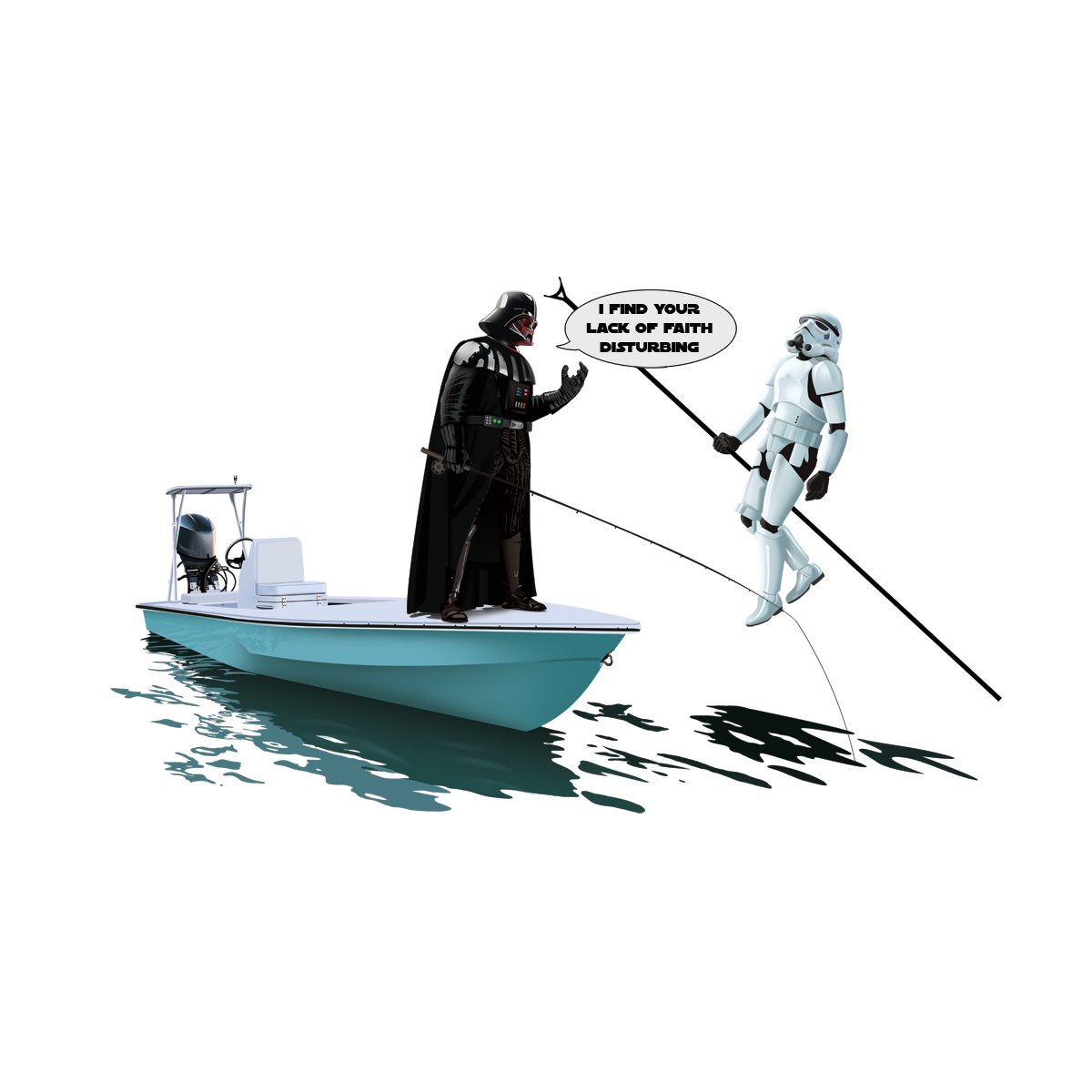 Fishing Shirts For Men Darth Vader Force Choke Hold Stormtrooper Poling Skiff - Skiff Life