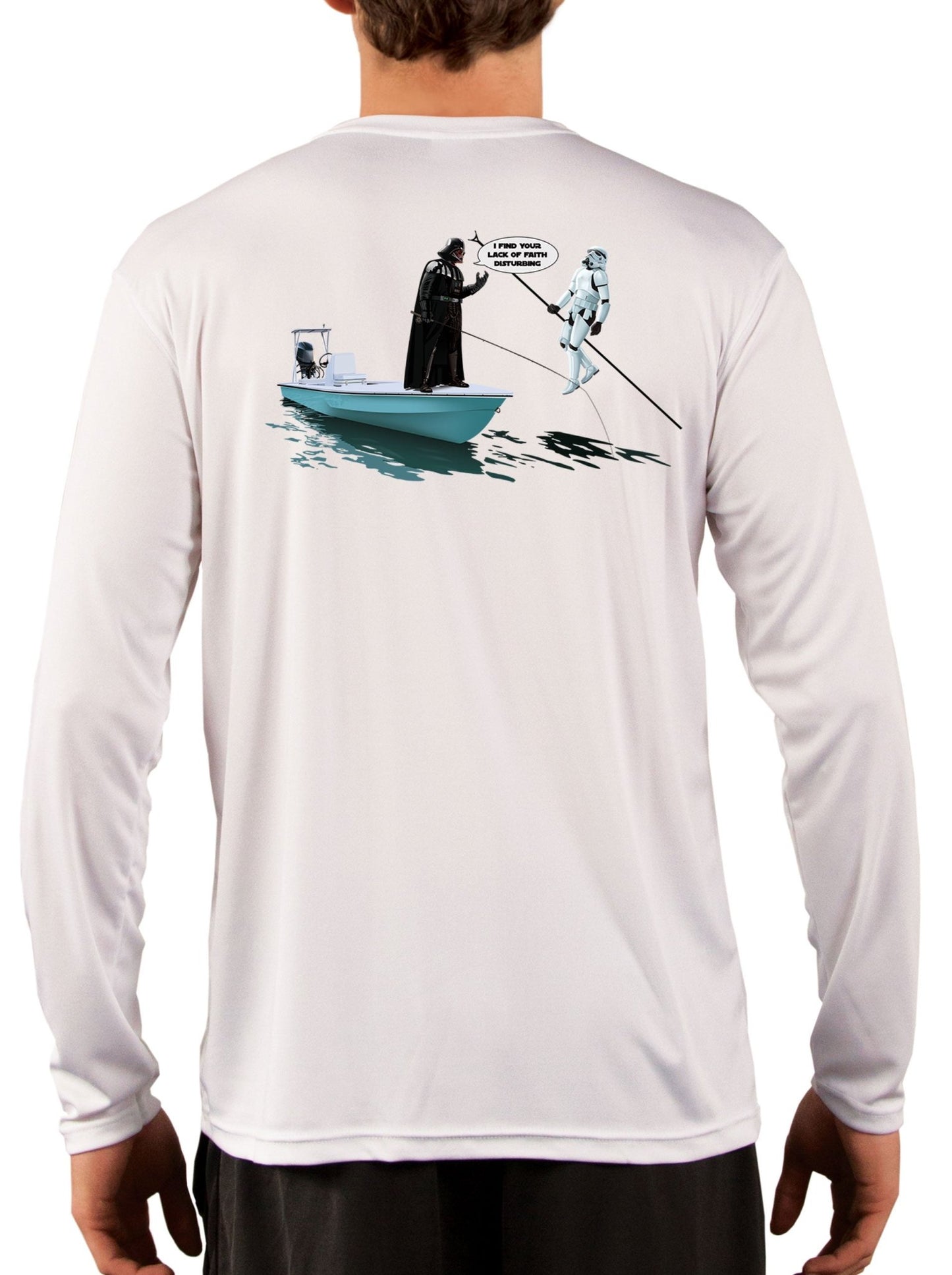 Fishing Shirts For Men Darth Vader Force Choke Hold Stormtrooper Poling Skiff - Skiff Life