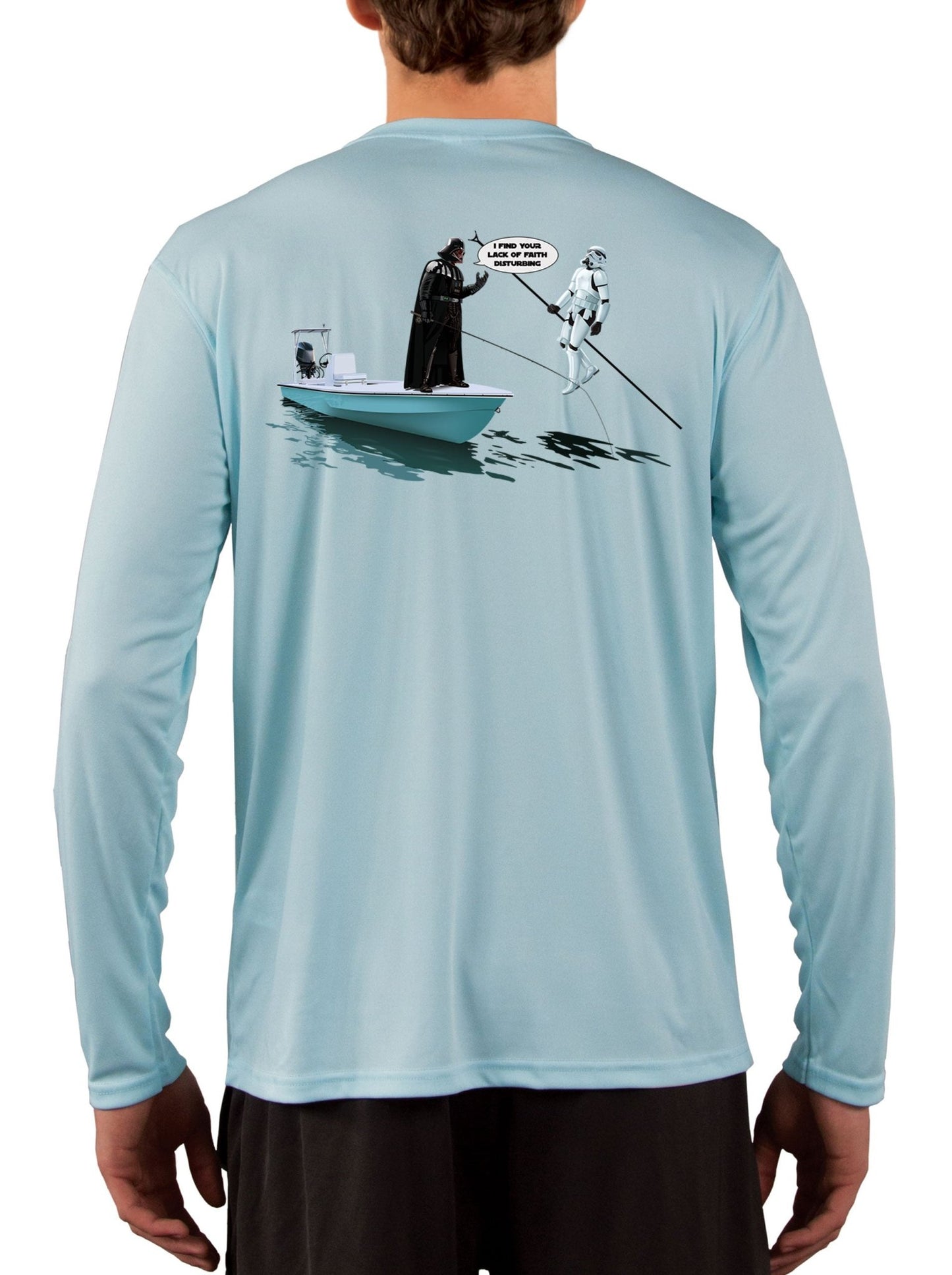 Fishing Shirts For Men Darth Vader Force Choke Hold Stormtrooper Poling Skiff - Skiff Life