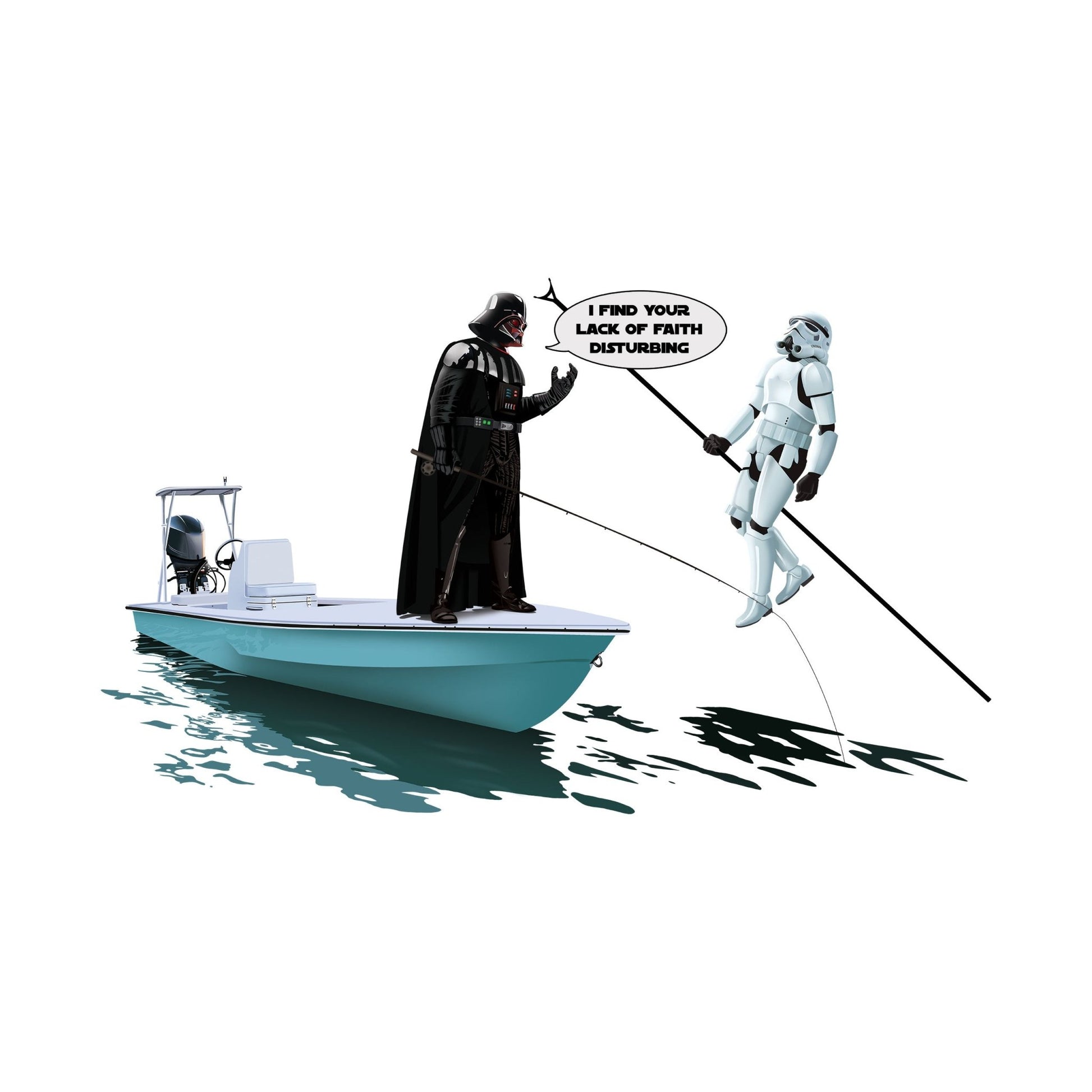 Fishing Shirts For Men Darth Vader Force Choke Hold Stormtrooper Poling Skiff - Skiff Life