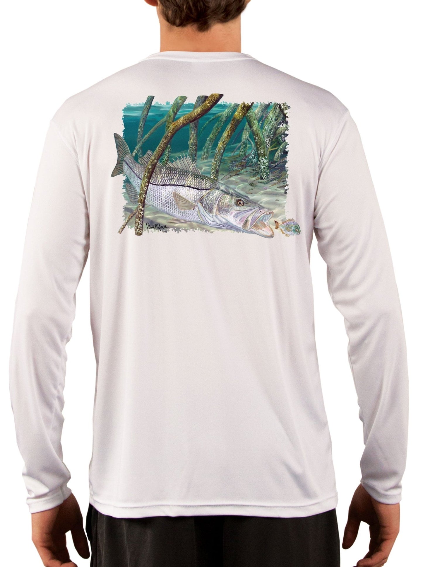 Fishing Shirts For Men Snook Fish in Mangroves by Award Winning Artist Randy McGovern - Skiff Life