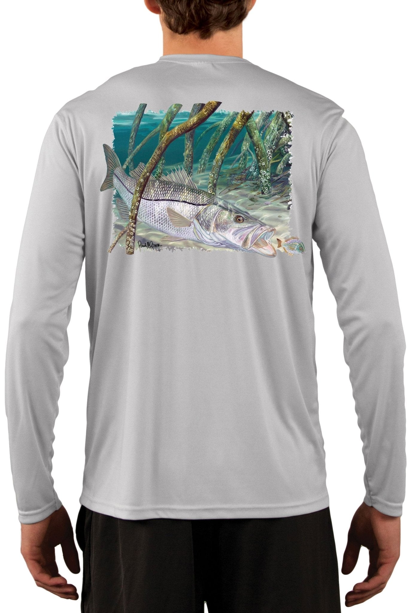 Fishing Shirts For Men Snook Fish in Mangroves by Award Winning Artist Randy McGovern - Skiff Life