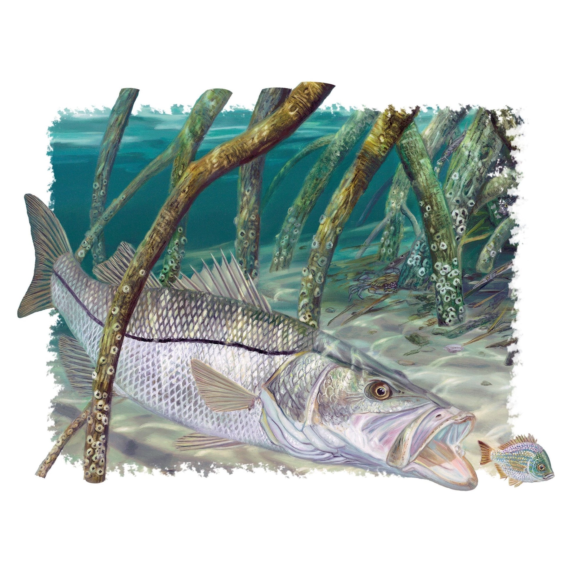 Fishing Shirts For Men Snook Fish in Mangroves by Award Winning Artist Randy McGovern - Skiff Life