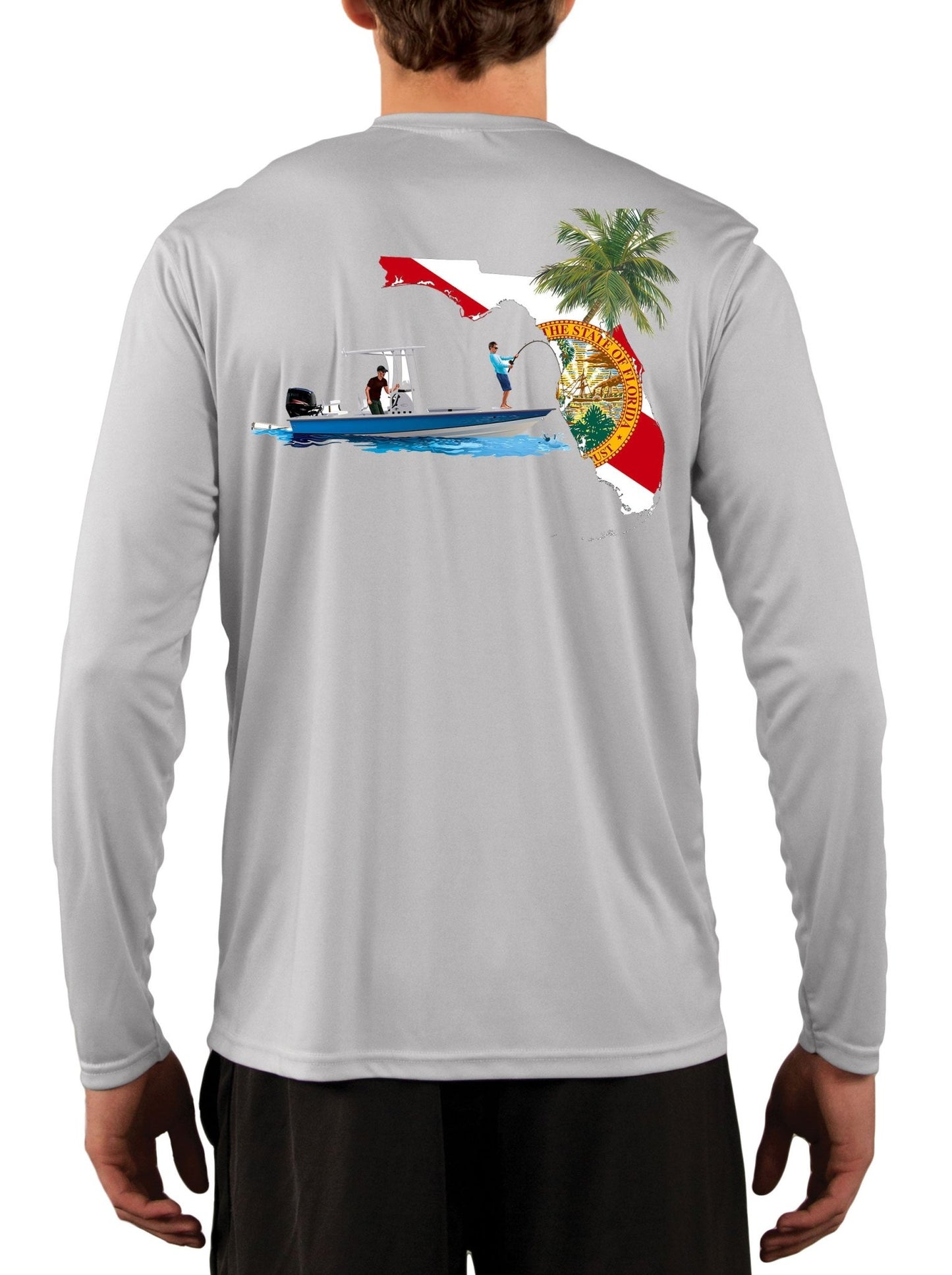 Florida Flag Center Console Boat Fishing Shirt with Optional Flag Sleeve - Skiff Life