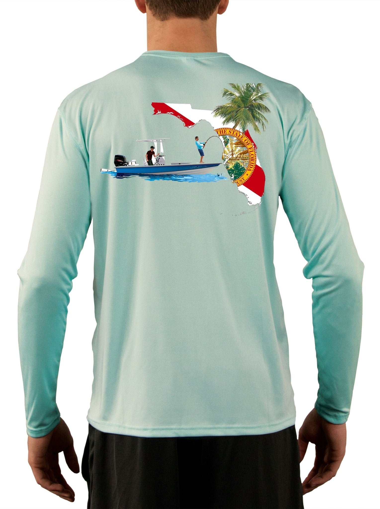 Florida Flag Center Console Boat Fishing Shirt with Optional Flag Sleeve - Skiff Life