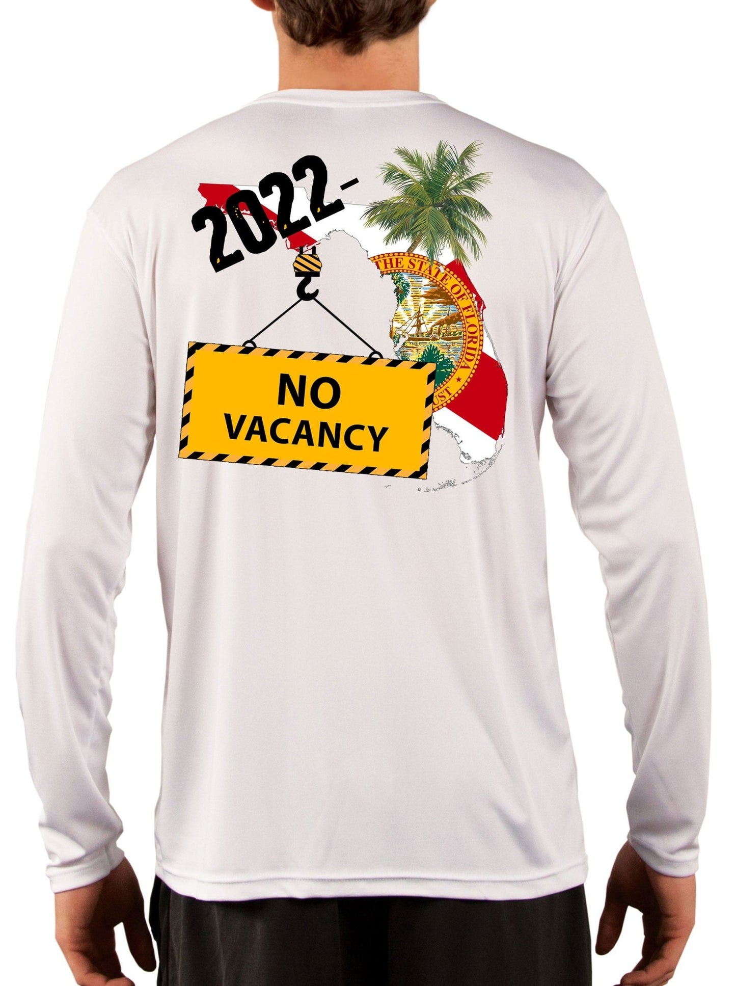 Florida No Vacancy 2022 - and Beyond Fishing Shirt with Optional Flag Sleeve - Skiff Life