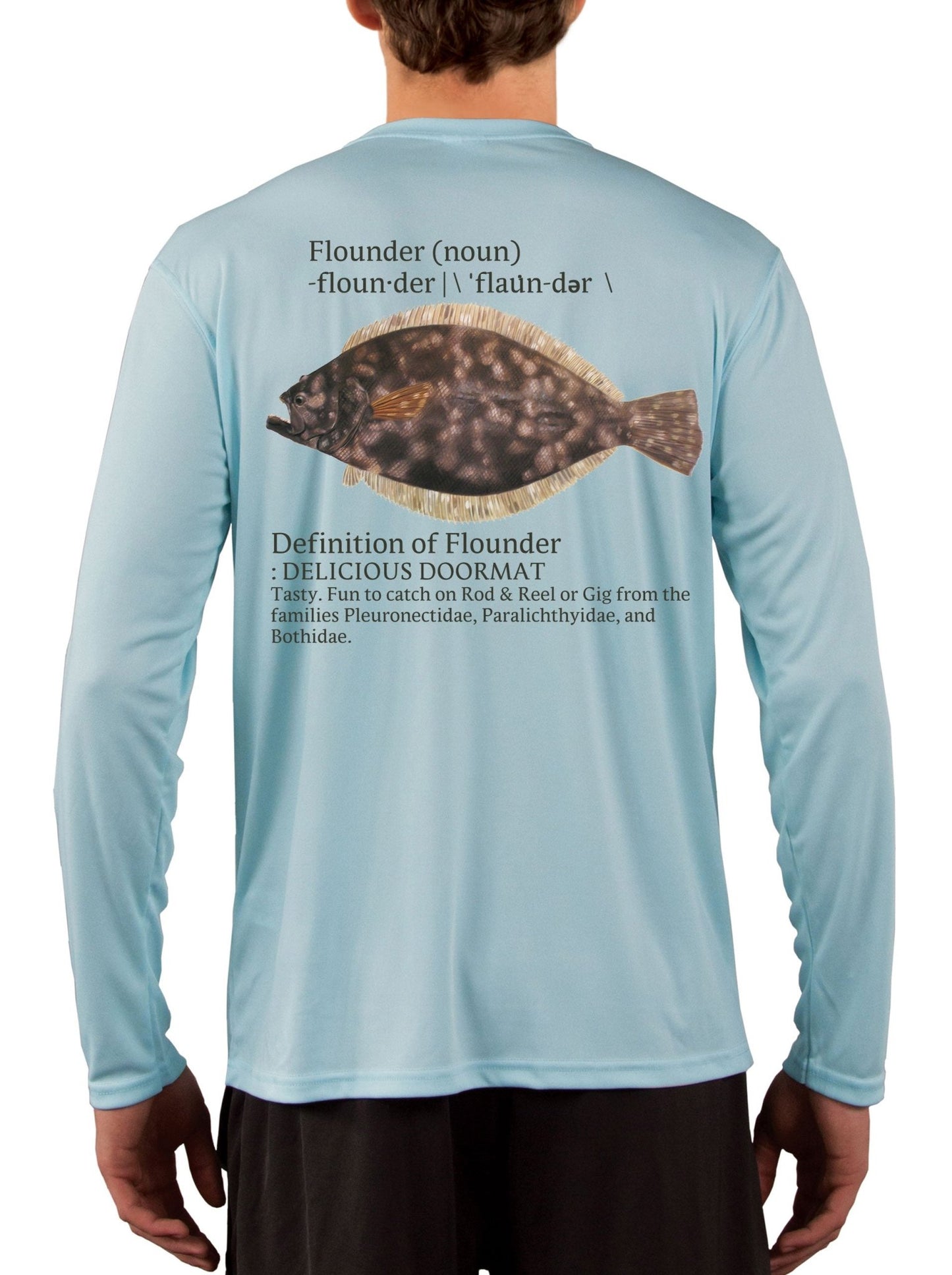 Flounder T Shirt Fluke Fishing - UV Protected +50 Sun Protection with Moisture Wicking Technology - Skiff Life