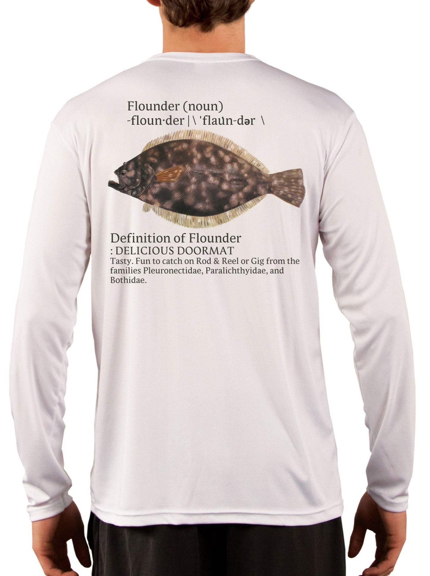 Flounder T Shirt Fluke Fishing - UV Protected +50 Sun Protection with Moisture Wicking Technology - Skiff Life