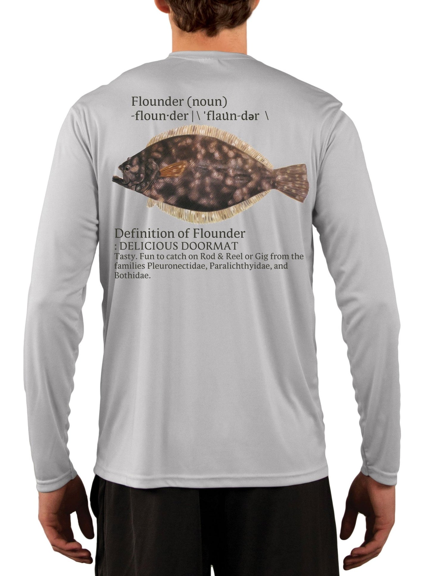 Flounder T Shirt Fluke Fishing - UV Protected +50 Sun Protection with Moisture Wicking Technology - Skiff Life