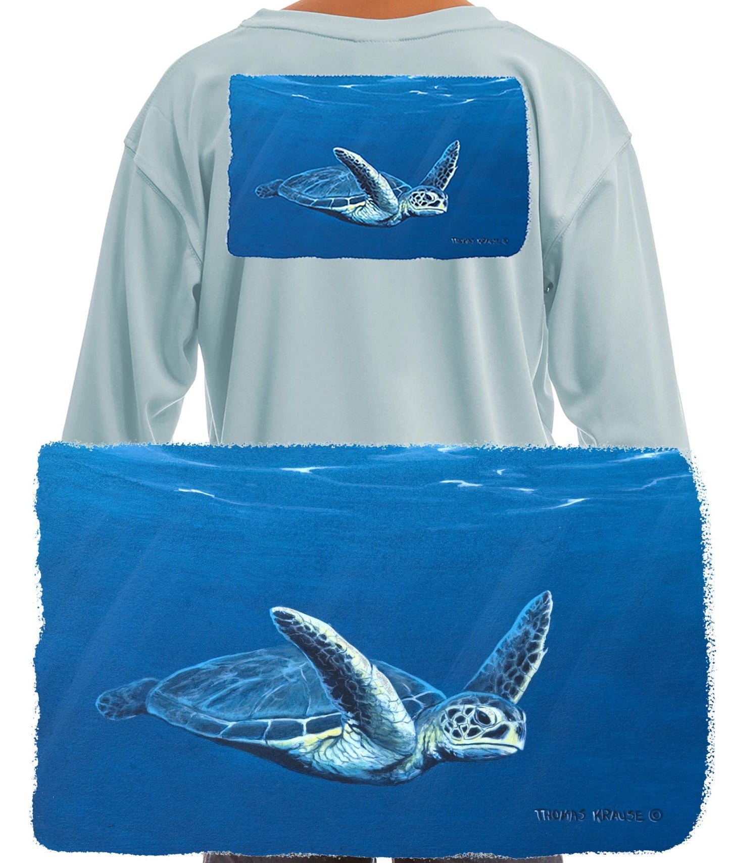 Green Sea Turtle Youth Long Sleeve Tshirt for Kids - Skiff Life