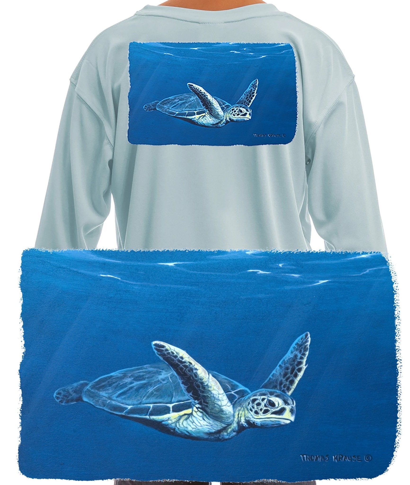 Green Sea Turtle Youth Long Sleeve Tshirt for Kids - Skiff Life