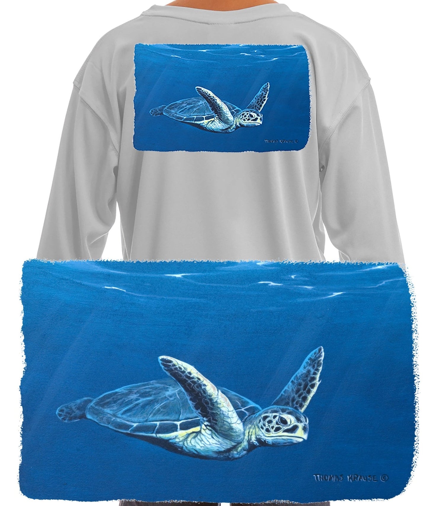 Green Sea Turtle Youth Long Sleeve Tshirt for Kids - Skiff Life