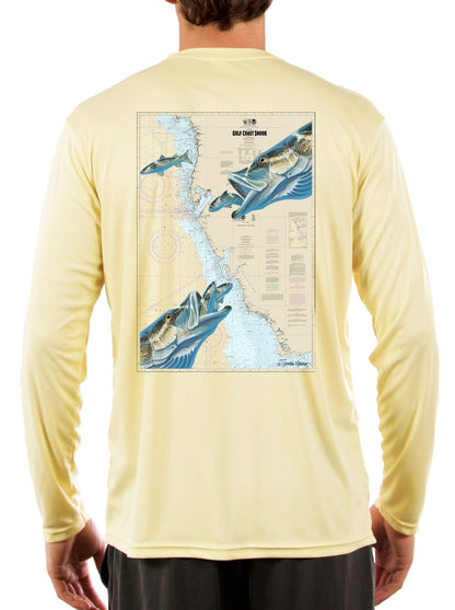 Gulf Coast Mullet Snook Fishing Shirts with Optional Sleeve: Florida Flag or Snook Scale - Skiff Life