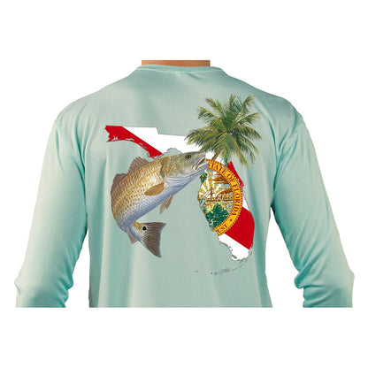 Kids Fishing Shirts Redfish Florida State Flag Custom Sleeve - Skiff Life