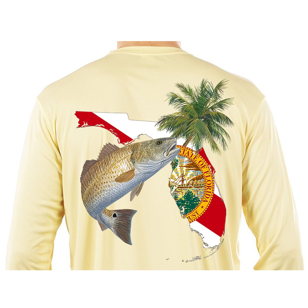 Kids Fishing Shirts Redfish Florida State Flag Custom Sleeve - Skiff Life