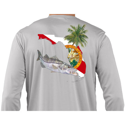 Kids Fishing Shirts Snook Florida State Flag Custom Sleeve - Skiff Life