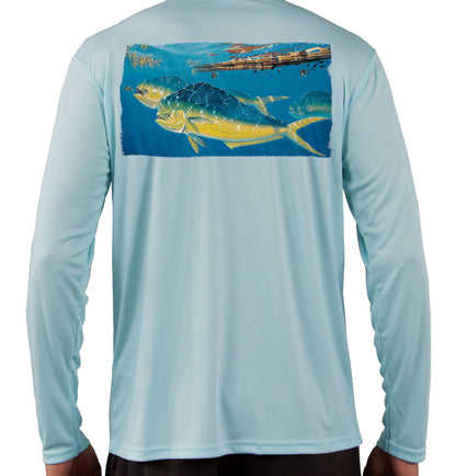 Mahi Shirts Dorado Dolfin Fishing Quick Dry Lightweight UPF 50+ Long Sleeve Rash Guard Swim Moisture Wicking - Skiff Life