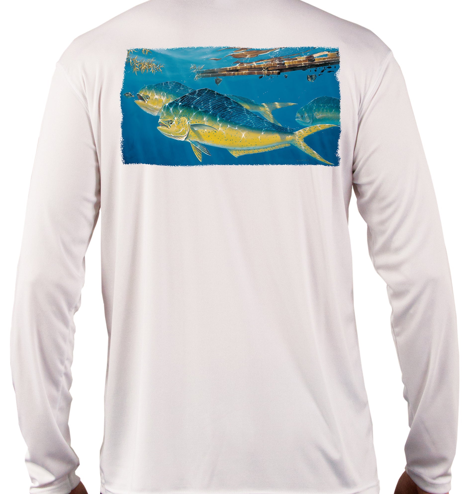 Mahi Shirts Dorado Dolfin Fishing Quick Dry Lightweight UPF 50+ Long Sleeve Rash Guard Swim Moisture Wicking - Skiff Life