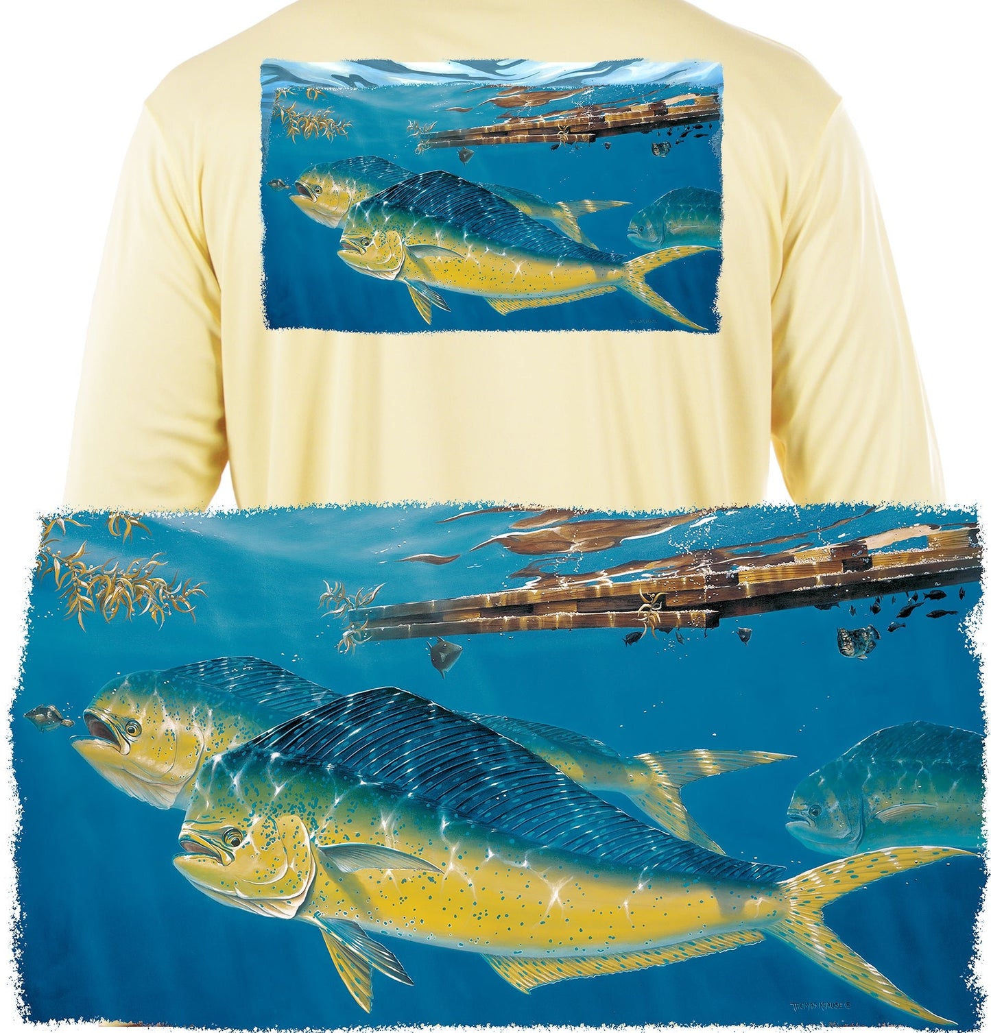 Mahi Shirts Dorado Dolfin Fishing Quick Dry Lightweight UPF 50+ Long Sleeve Rash Guard Swim Moisture Wicking - Skiff Life