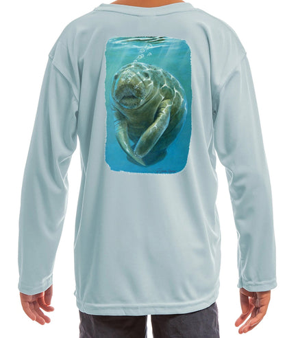 Manatee Youth Long Sleeve Tshirt for Kids - Skiff Life