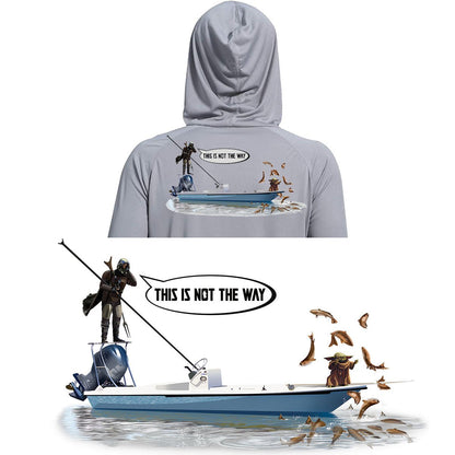 Mandalorian Baby Yoda Fishing Hoodie optional Flag Sleeve - Skiff Life