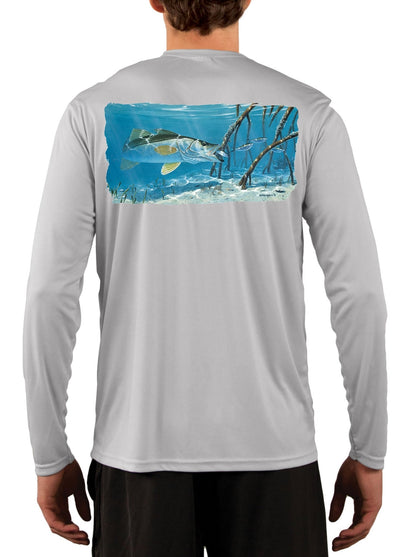 Mangrove Snook Fishing Shirts for Men with Optional Sleeve: Florida Flag or Snook Scale - Skiff Life