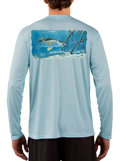 Mangrove Snook Fishing Shirts for Men with Optional Sleeve: Florida Flag or Snook Scale - Skiff Life