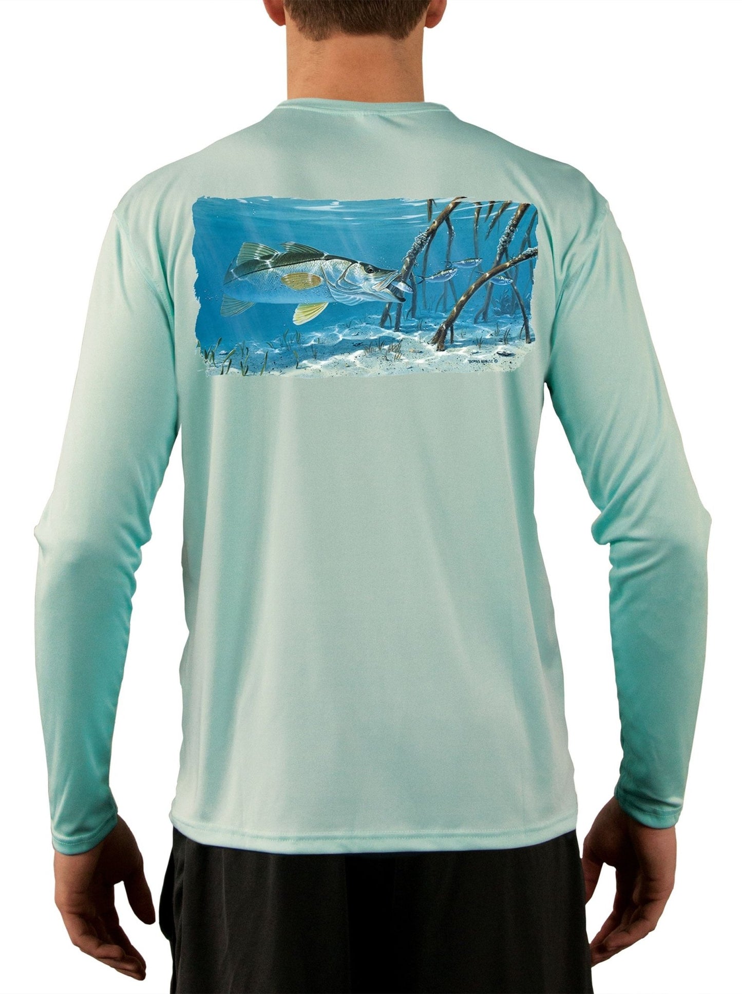 Mangrove Snook Fishing Shirts for Men with Snook Scale Sleeve - Skiff Life