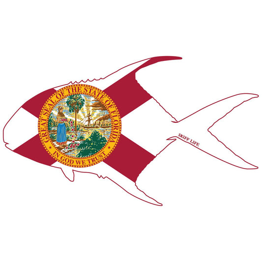 Mini Permit Outline with Florida Flag Decal - Skiff Life