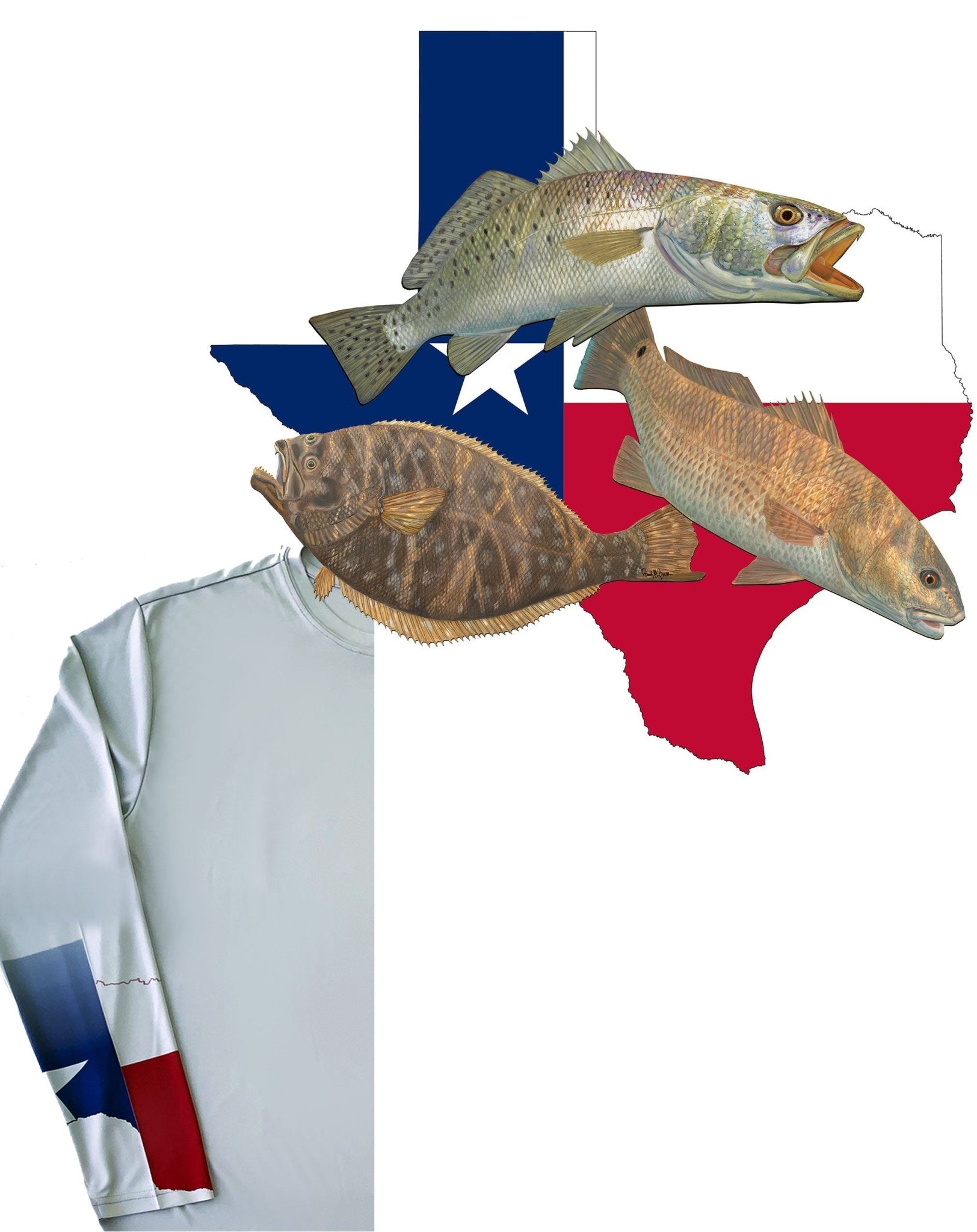 [NEW ARTWORK] Fishing Shirt Texas Slam Texas State Flag with Texas Flag Sleeve - Skiff Life